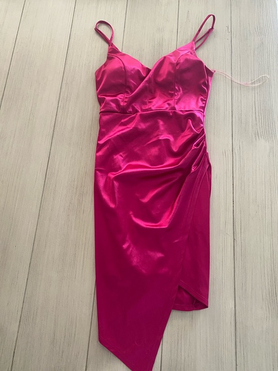 Honey and Rosie Dresses & Skirts - Honey and Rosie Hot Pink Satin Mini Dress with Spaghetti Straps